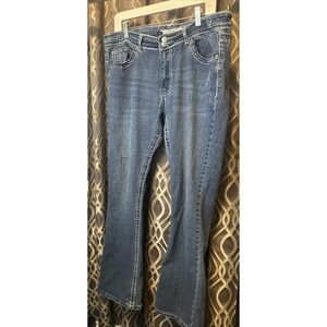 VGS Blue Denim Bling Bottom Woman's Size 14 Boot Cut